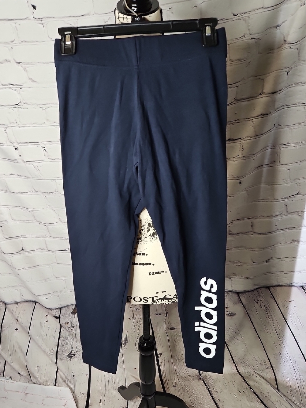 Adidas W E Lin Tights Navy/White Logo New with tags Cotton Blend Size Small